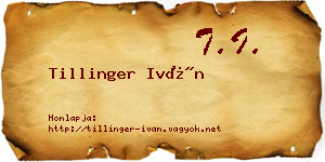 Tillinger Iván névjegykártya